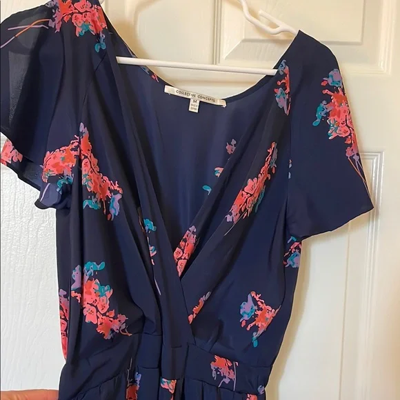 Urban Outfitters Collective Concepts Blue Floral V-Neck Dress Sz M - Picture 8 of 10